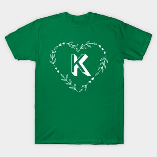 Letter K Flower Watercolor Monogram T-Shirt